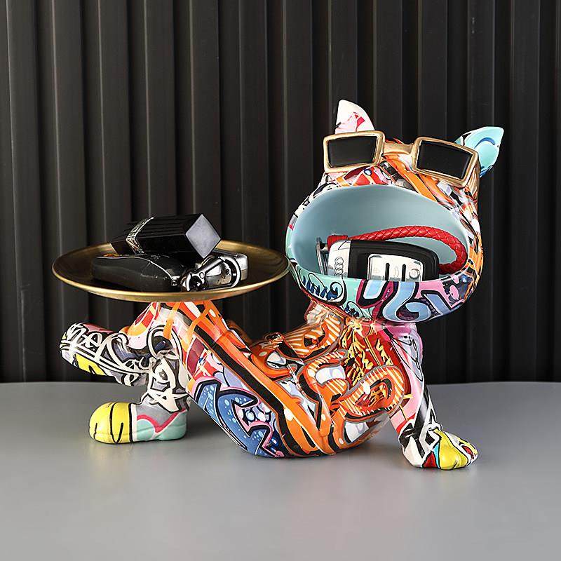 轻奢法斗犬玄关钥匙收纳摆件客厅桌面摆设乔迁送礼高档家居装饰品,家居饰品,装饰摆件,淘宝优惠券,粉丝福利购,淘宝优惠卷