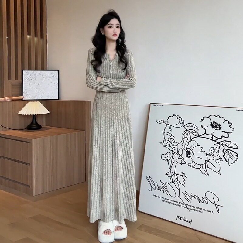 外贸出口转内销秋季法式修身针织毛衣长袖连衣裙子女装秋冬季新款