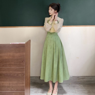 外贸出口转内销中国风改良马面裙套装女秋季新款高级感气质衬衣高