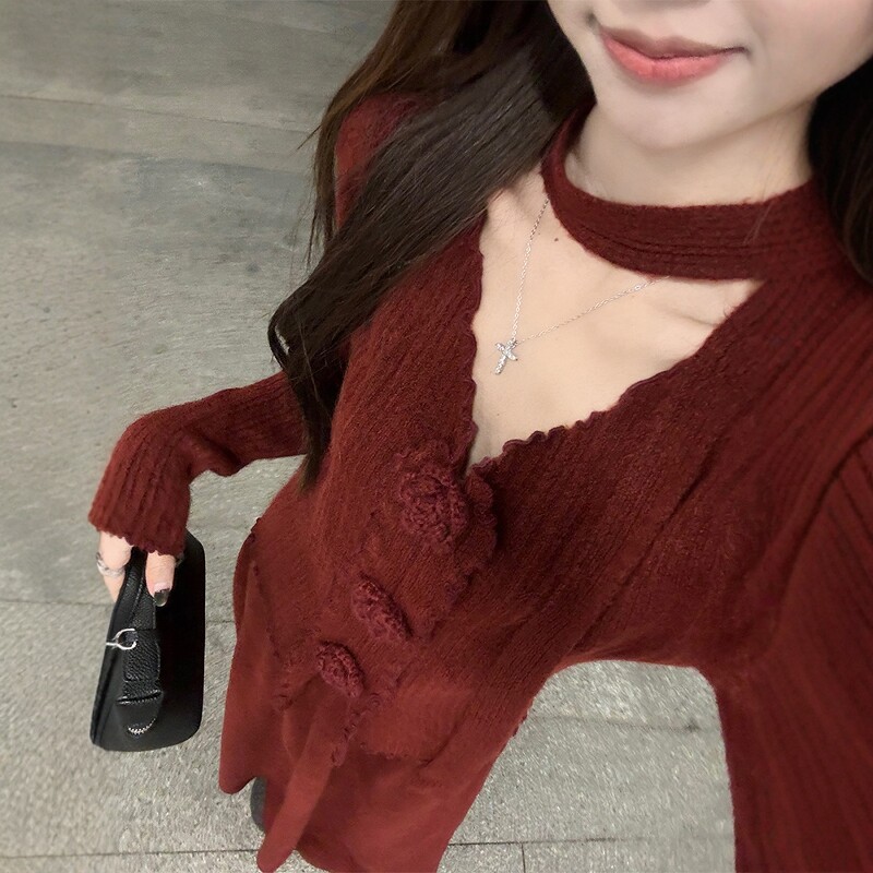 外贸出口转内销红色复古高级感连衣裙子套装新款秋冬气质韩版长裙