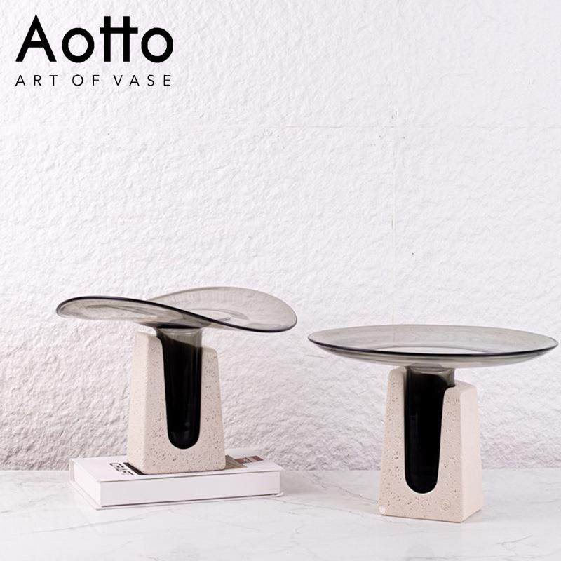 现代欧式创意琉璃玻璃高脚花瓶设计感拼色样板间餐厅装饰花器果盘,橡塑材料及制品,亚克力管/有机玻璃管,淘宝优惠券,粉丝福利购,淘宝优惠卷