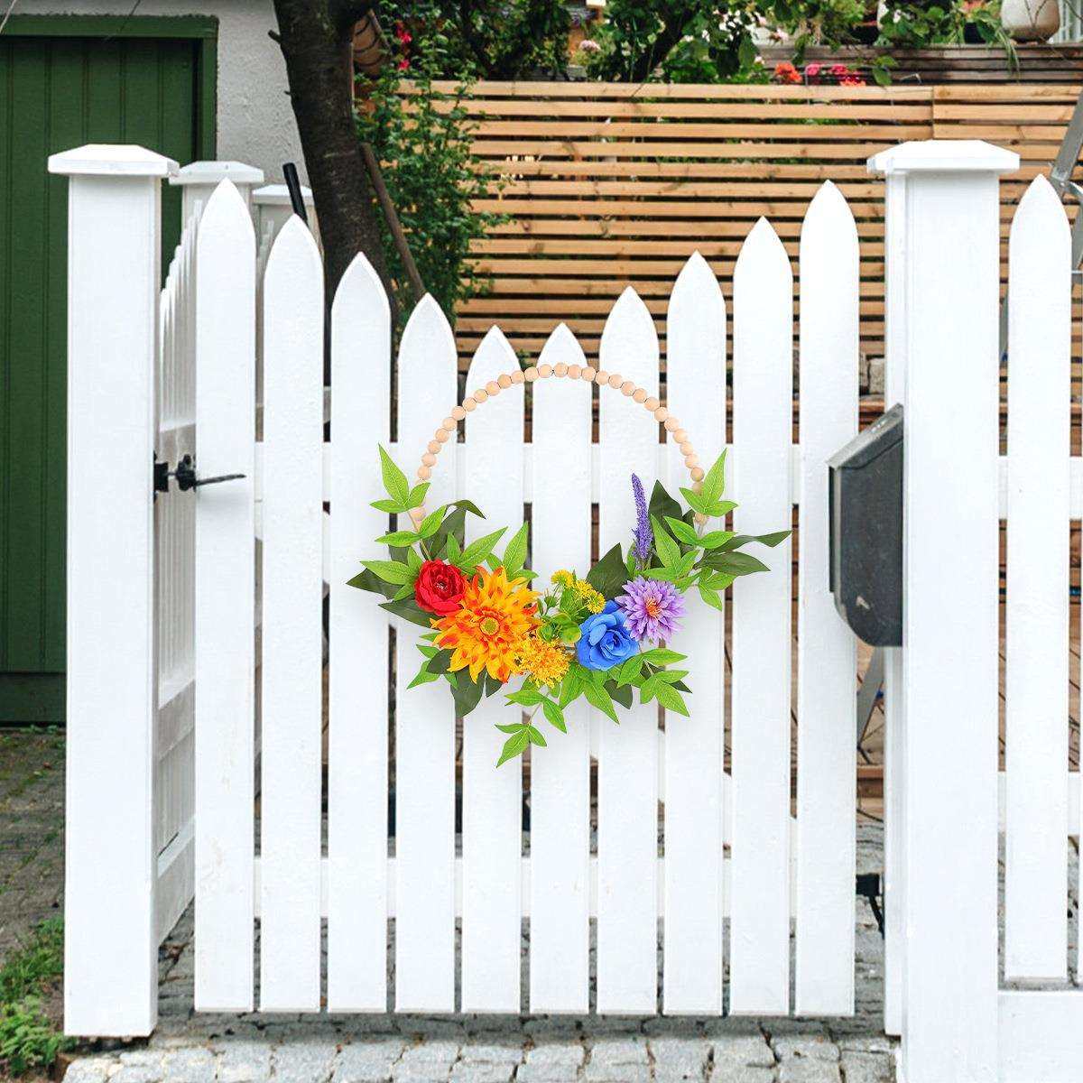 亚马逊创意木珠花铁圈门挂春夏植物花环花圈挂饰户外拍摄道具,橡塑材料及制品,亚克力管/有机玻璃管,淘宝优惠券,粉丝福利购,淘宝优惠卷