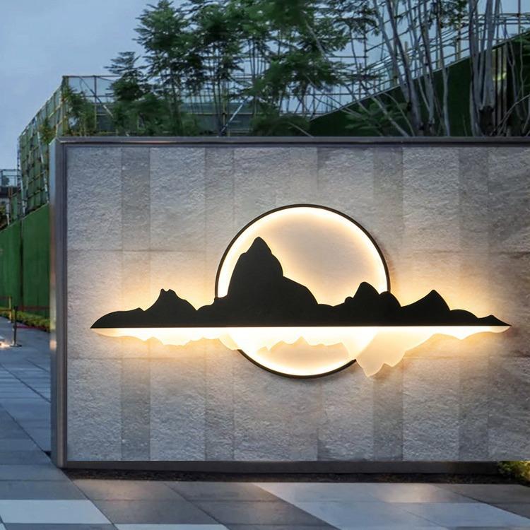 简约新中式户外壁灯太阳能花园别墅室外防水庭院灯景观墙装饰造景