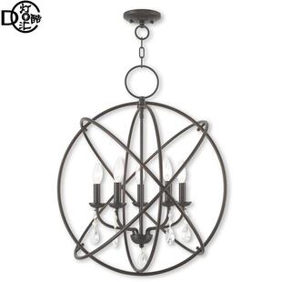 亚马逊跨境美式地球仪吊灯农舍餐厅客厅水晶铁艺灯具 Chandeliers