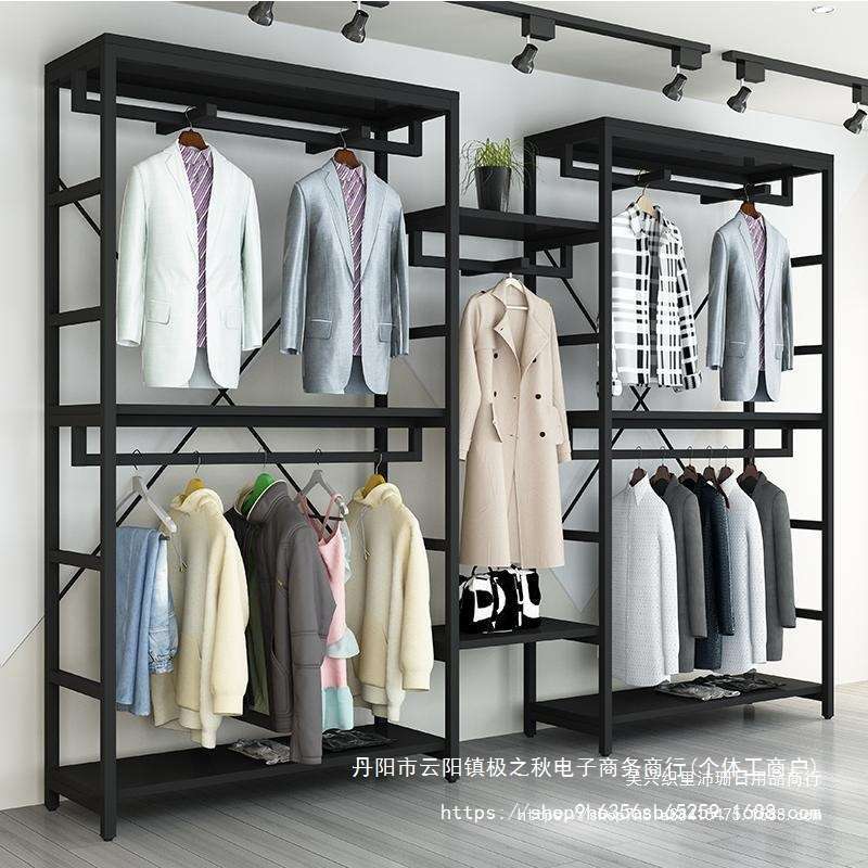 角钢衣柜服装店展示架落地式双层挂衣架童装男女服装店陈列架直销
