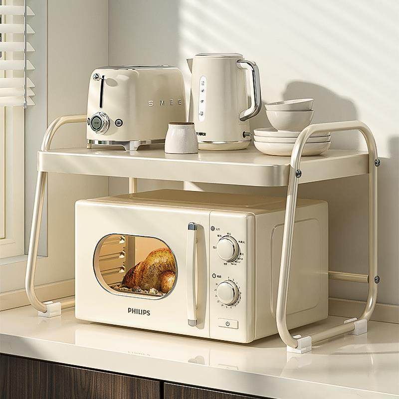 奶油风厨房置物架微波炉烤箱架子家用双层台面桌面电饭锅收纳支架,橡塑材料及制品,亚克力管/有机玻璃管,淘宝优惠券,粉丝福利购,淘宝优惠卷