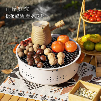 新款家用围炉煮茶户外露营木炭烧烤炉便携式简约取暖炉小型烧烤架