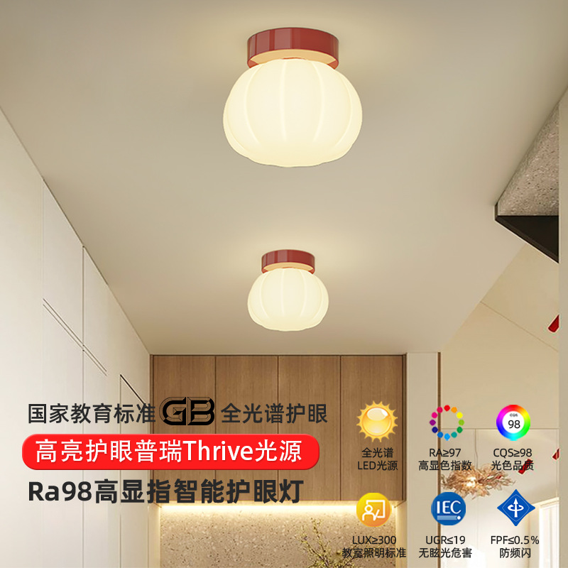 明装棉花南瓜过道阳台灯普瑞全光谱奶油风花苞走廊入户少儿玄关灯