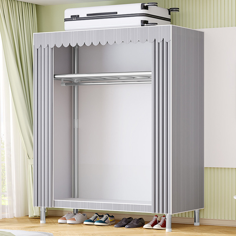 简易衣柜家用卧室出租房用结实耐用单人布衣柜钢管加粗加厚衣橱大