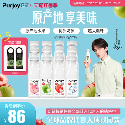【代言人成毅同款】纯享多口味低温酸奶300g*12瓶 营养美味