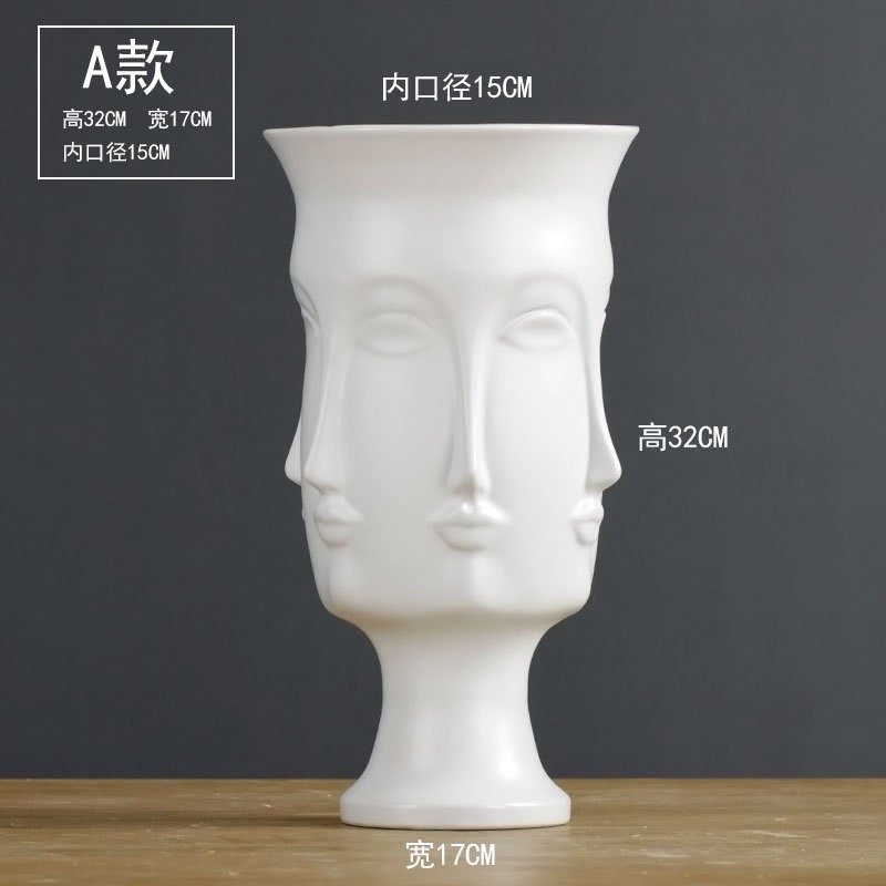 创意简约潮流人脸陶瓷花瓶摆件 家居软装饰品客厅样板间摆设,鲜花速递/花卉仿真/绿植园艺,花材,淘宝优惠券,粉丝福利购,淘宝优惠卷
