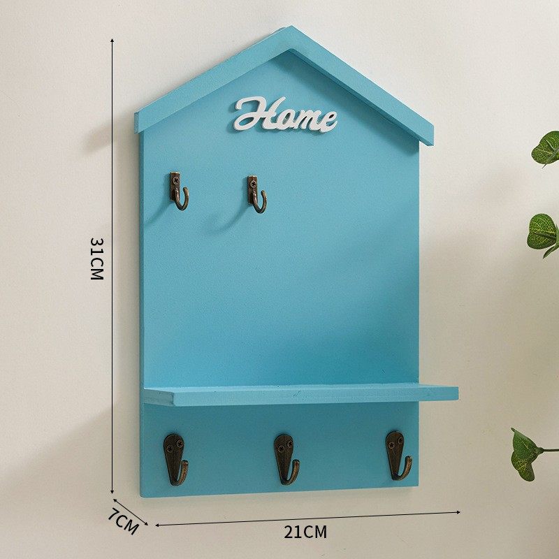 美式房形壁挂钥匙收纳盒玄关装饰木质墙面装饰品工艺品钥匙盒,收纳整理,收纳洞洞板,淘宝优惠券,粉丝福利购,淘宝优惠卷