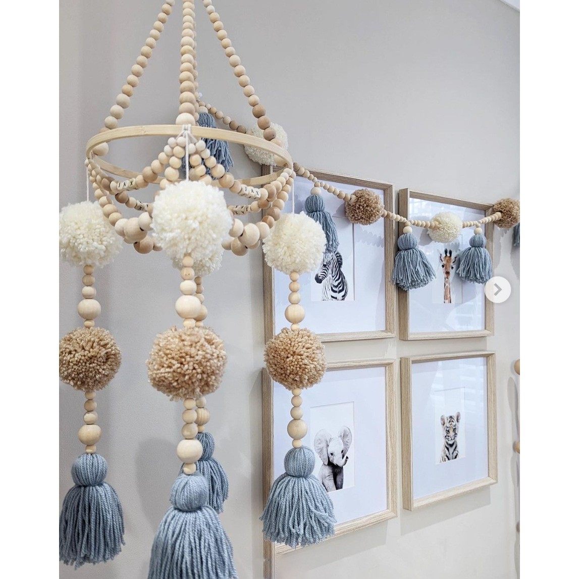 ins北欧风新款婴儿床铃儿童移动手机毛球流苏木珠床铃儿童房装饰,家居饰品,吊饰/挂饰,淘宝优惠券,粉丝福利购,淘宝优惠卷