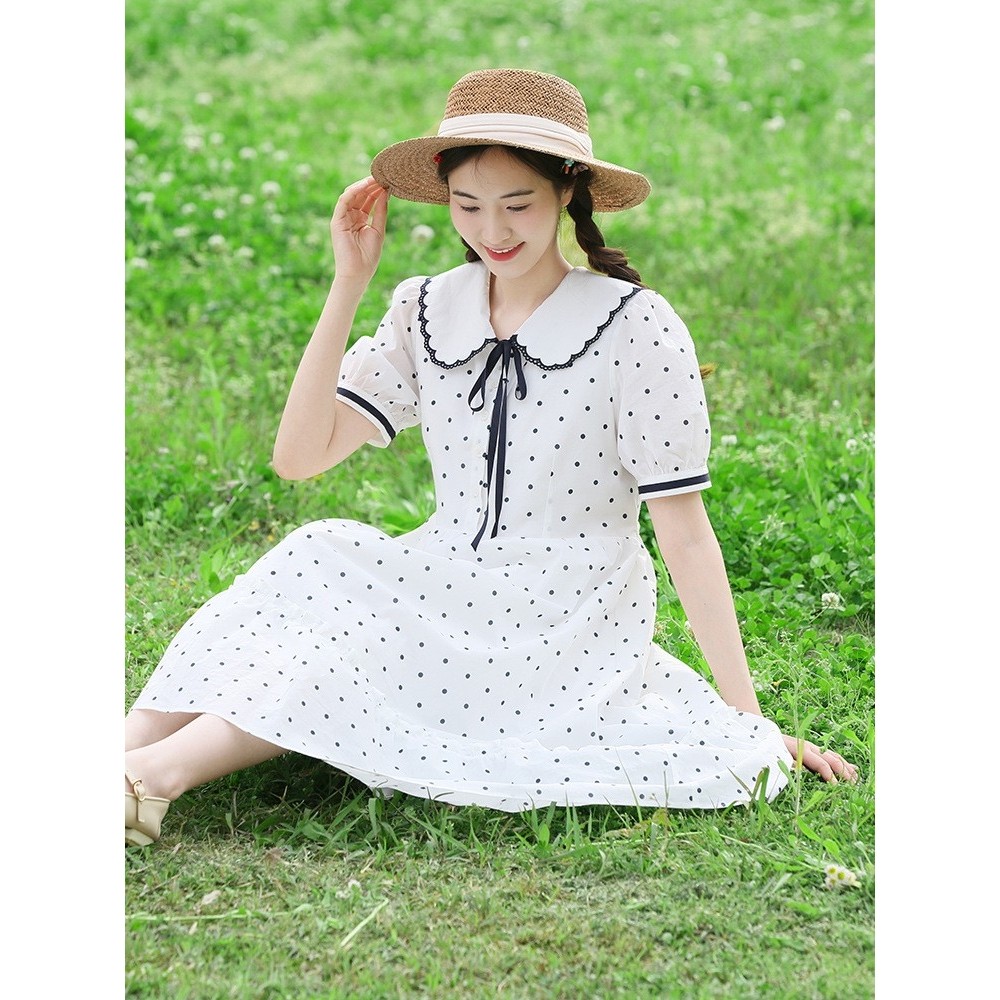 24227初中生连衣裙波点韩版甜美夏季学生少女大童高中生夏装长裙,童装/婴儿装/亲子装,连衣裙,淘宝优惠券,粉丝福利购,淘宝优惠卷