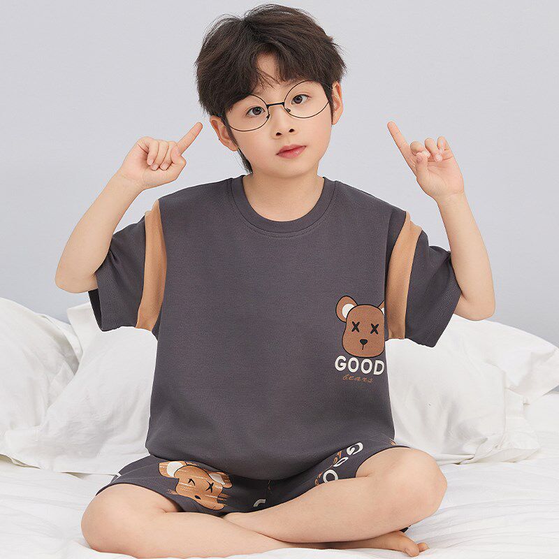 新品男童睡衣夏款纯l棉薄款短袖2025新款夏季儿童男孩大童青少年