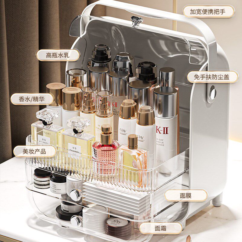 新品化妆品收纳盒口红面膜分x格置物架抽屉式梳妆台护肤品化妆刷