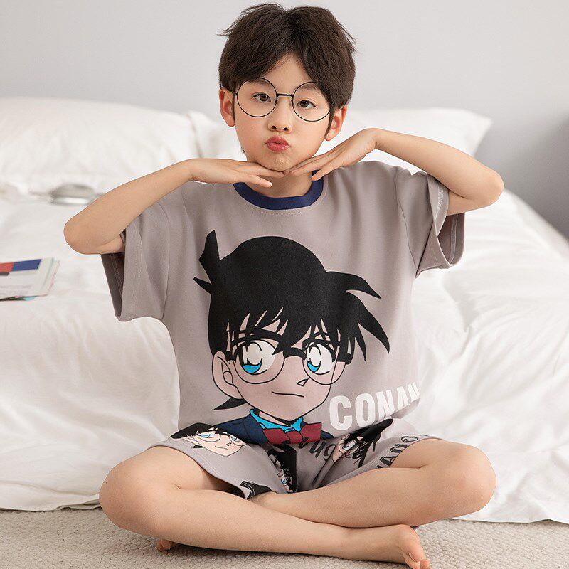 新品儿童睡衣男童夏季薄款短袖卡通C男孩中大童2025新款空调家居