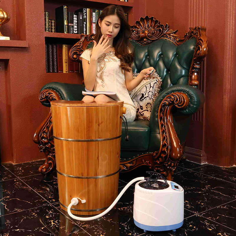 极速品适用蒸脚桶熏蒸泡脚桶木桶家用蒸汽恒温加热过膝Y盖足浴盆