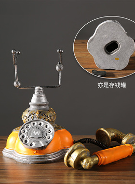 新品复古怀d旧老物件老式电话机摆件酒吧酒柜家居装饰品座机道具