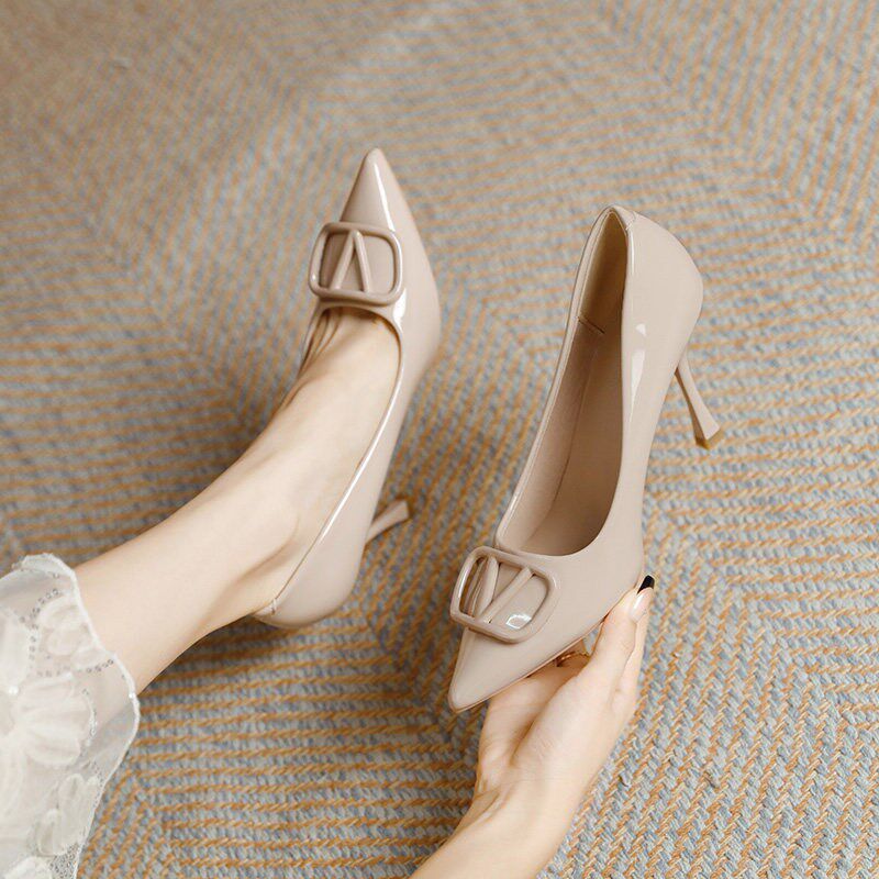 新品羊皮配裙子设计感小众气质名媛高跟鞋女2M026新款细跟蝴蝶结