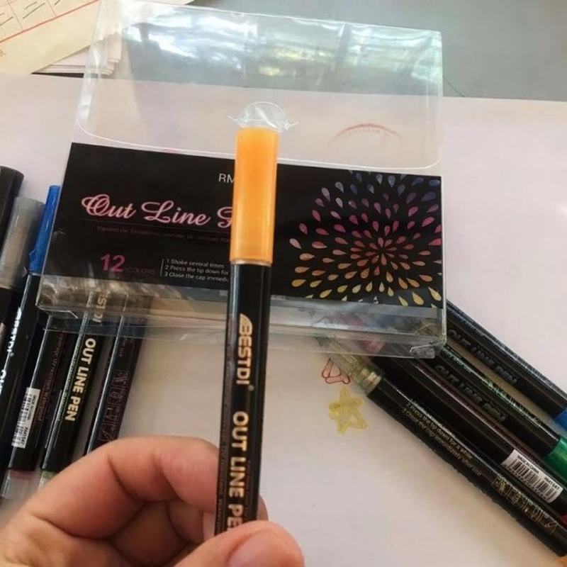 极速8/12 Pcs Double Line Outline Metallic MarkerS Pens Color