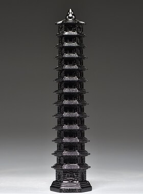 黑色木质九层十三层文昌塔雕刻摆件纯实木头13层9层文昌塔工艺品