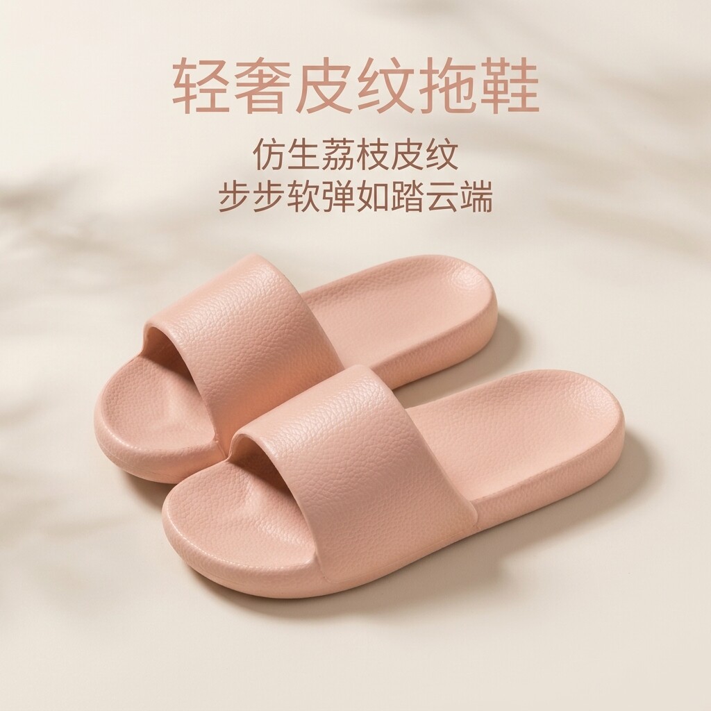 【足弓支撑】凤竹皮纹居家软底防滑防臭情侣居家浴室轻便一字拖鞋