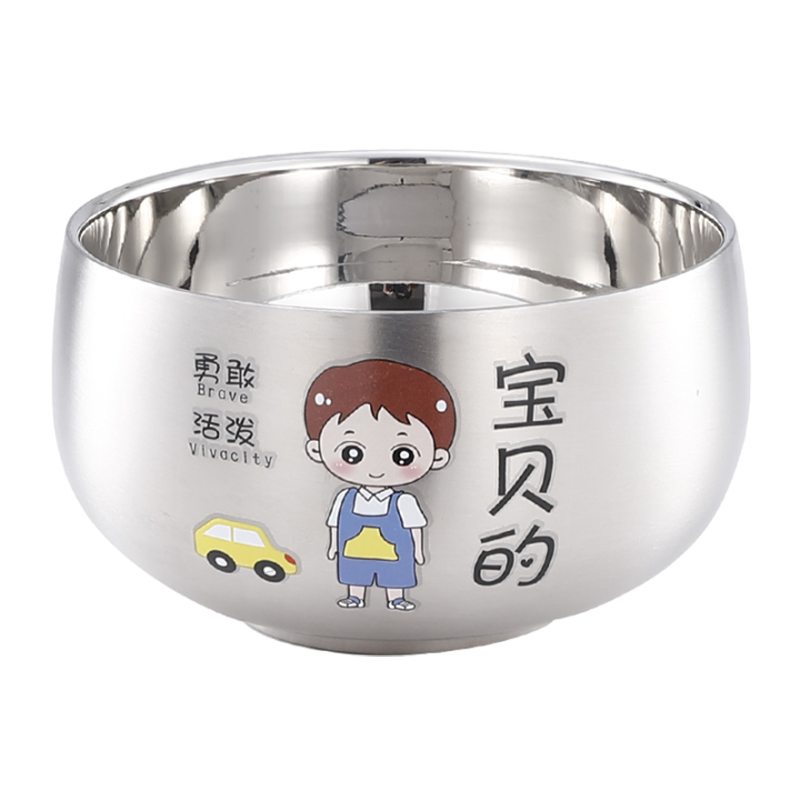 小孩专用吃饭碗家用防摔可爱宝宝食品级316不锈钢碗专用个人餐具