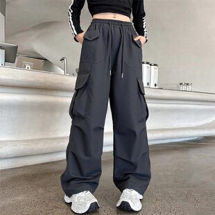 法国Uamtor女童工装裤2025新款秋冬季大童酷飒风加绒加厚直筒儿童