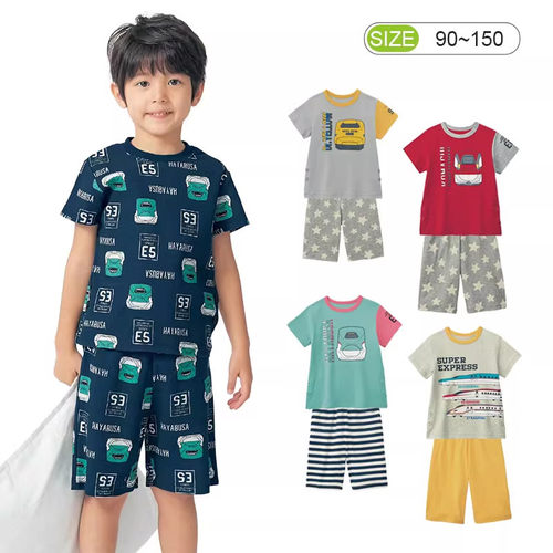 英国LMKL日系男童家居服汽车套装纯棉夏季短袖短裤薄款空调服睡衣