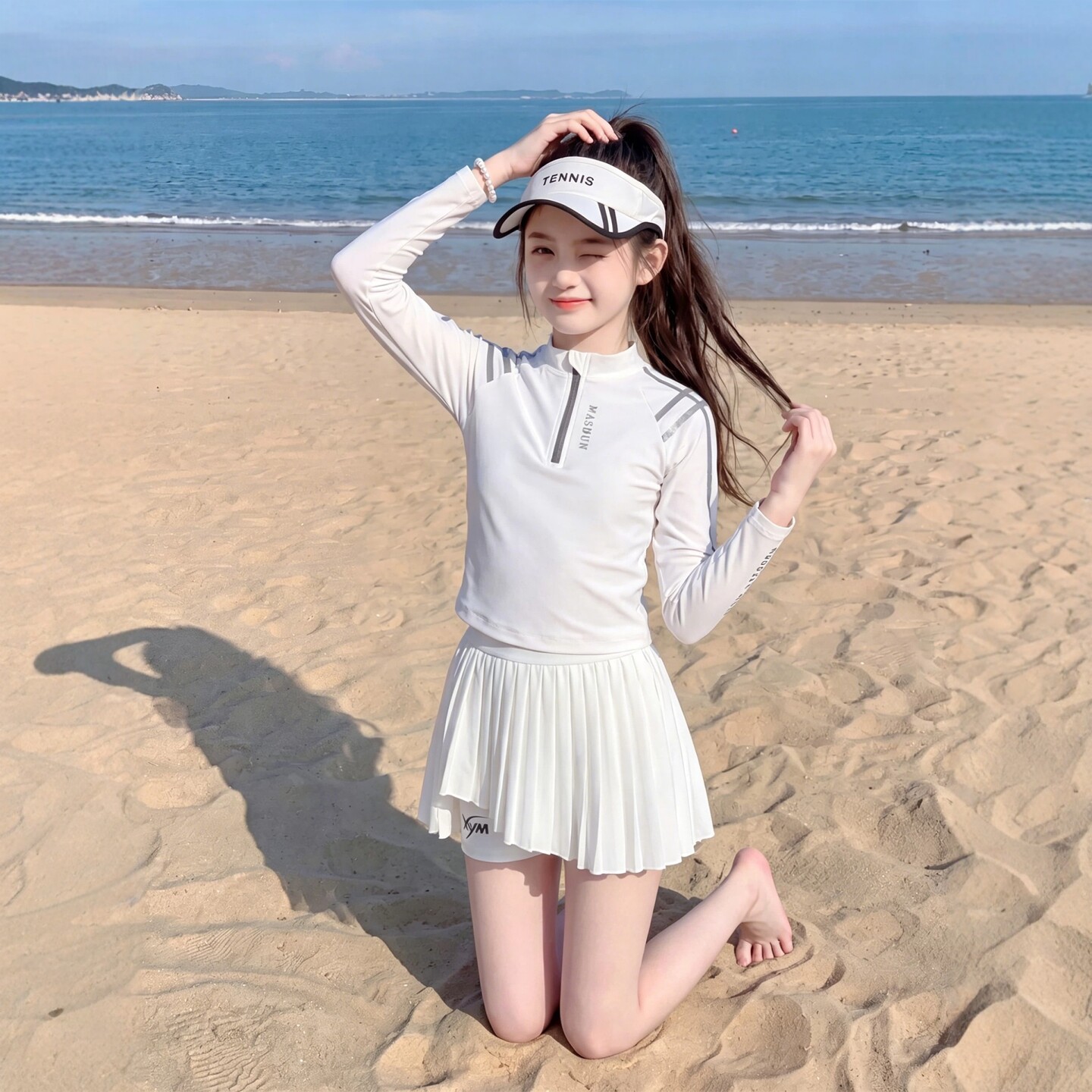 韩国Uamtor女童泳衣2026夏季新款儿童保守分体专业训练运动游泳衣