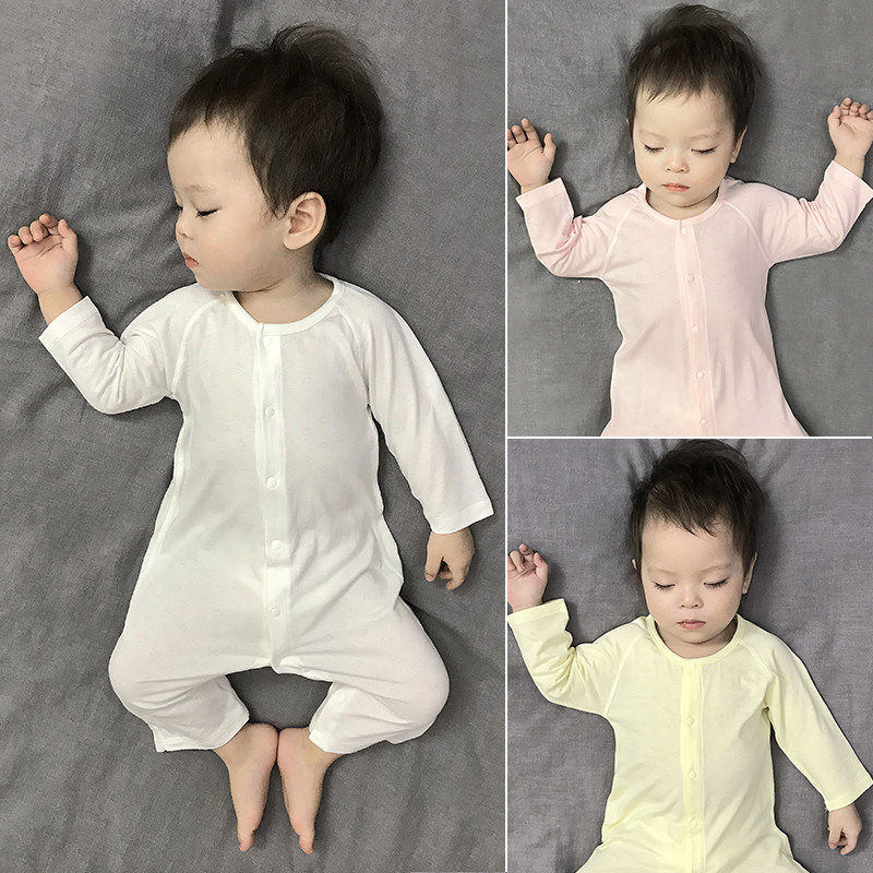 Next Red婴儿贴身衣服薄款长袖莫代尔无骨宝宝空调服新生儿连体衣