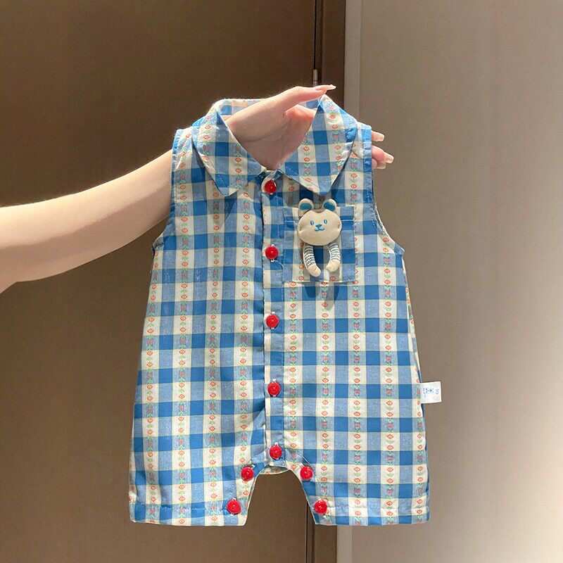 法国BADNUT婴儿衣服夏季2026新款薄款连体衣哈衣宝宝外出无袖爬服