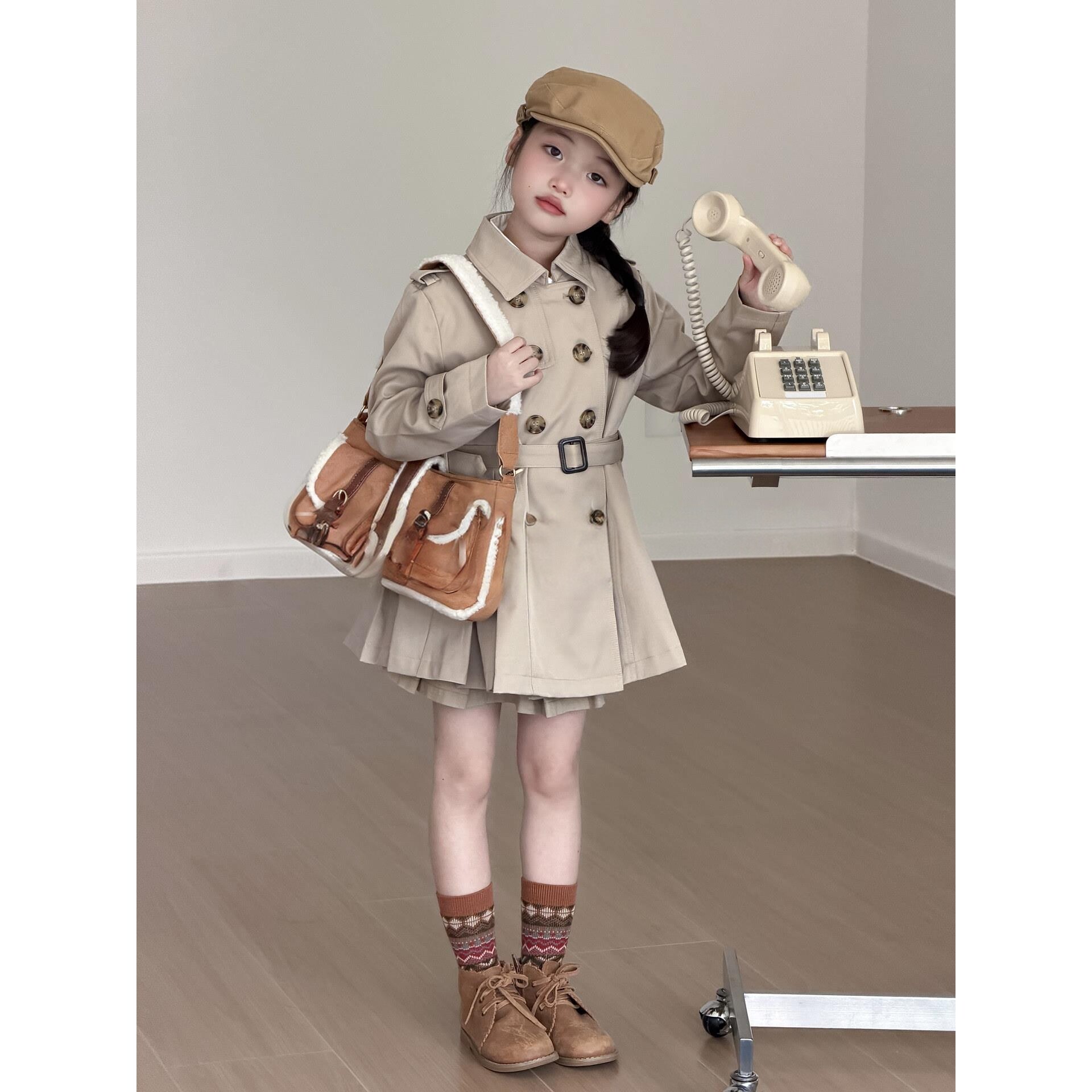 next MaxM女童风衣中长款秋装2026新款小女孩韩版潮儿童洋气外套