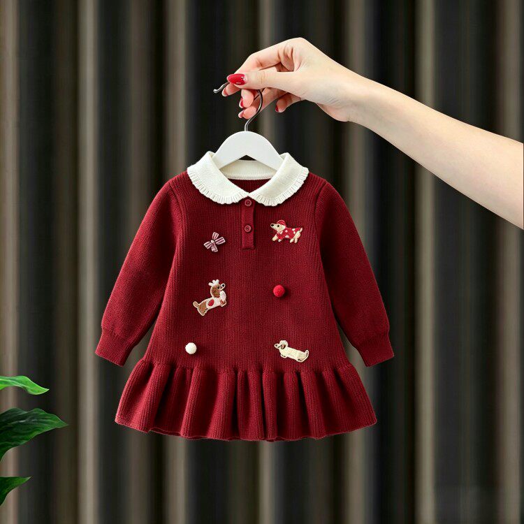 英国DHWA女童连衣裙2026新款女宝宝生日宴抓周岁礼服圣诞节加厚款