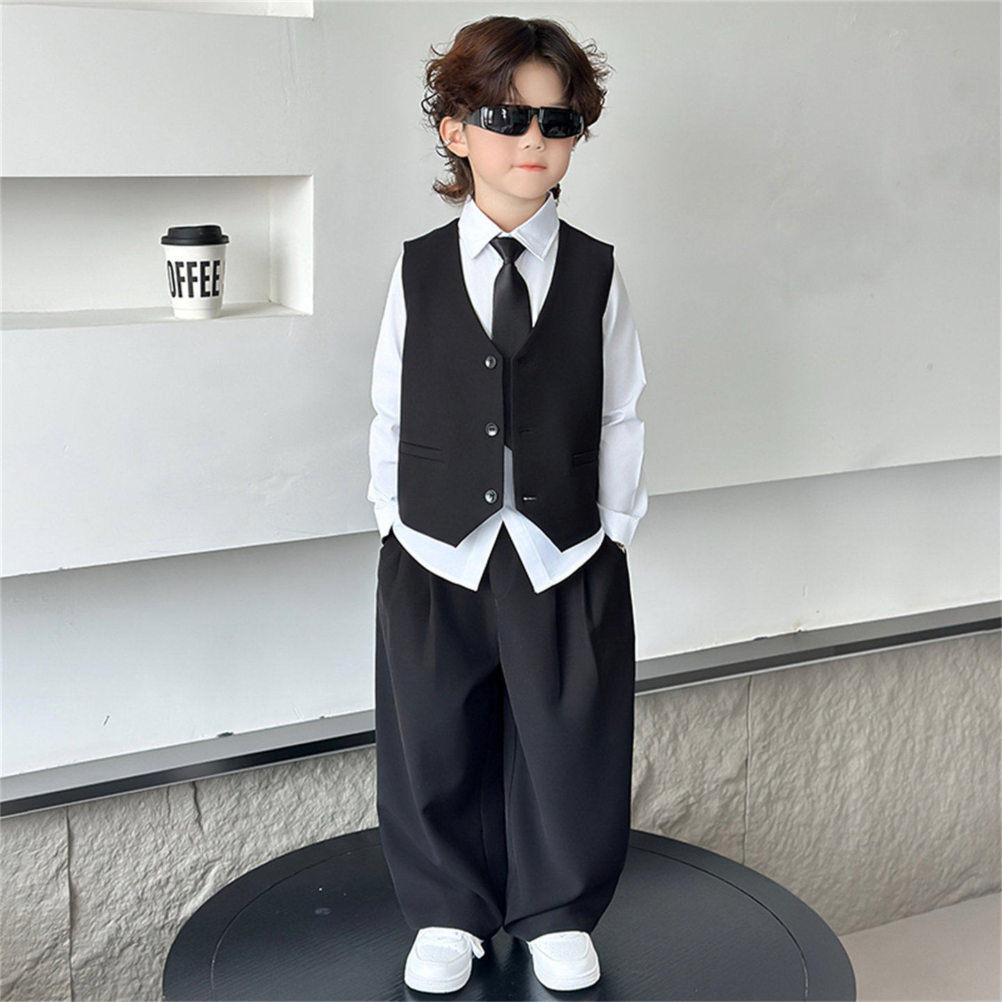 韩国Uamtor高端痞帅西装套装男童春秋新款花童礼服小主持人演出服