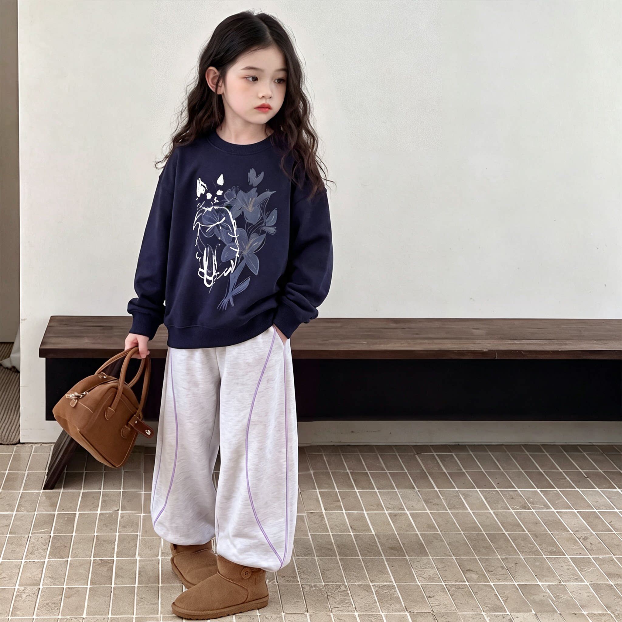 法国BERYDIA女童春秋季连帽上衣2026新款初中生防风卫衣穿搭衣服