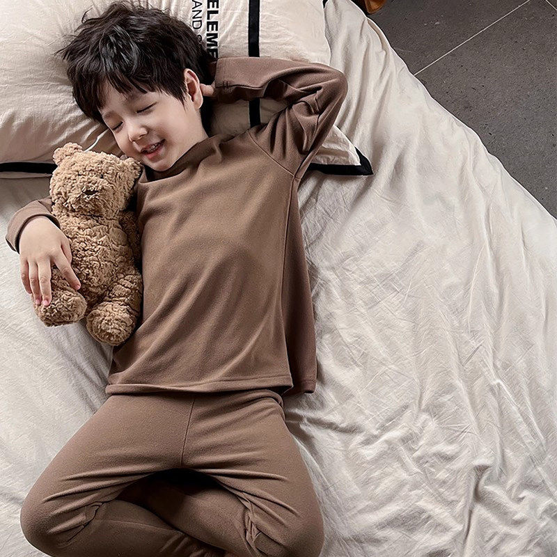 法国Uamtor儿童秋衣秋裤男童睡衣家居服秋冬A类纯棉保暖内衣套装