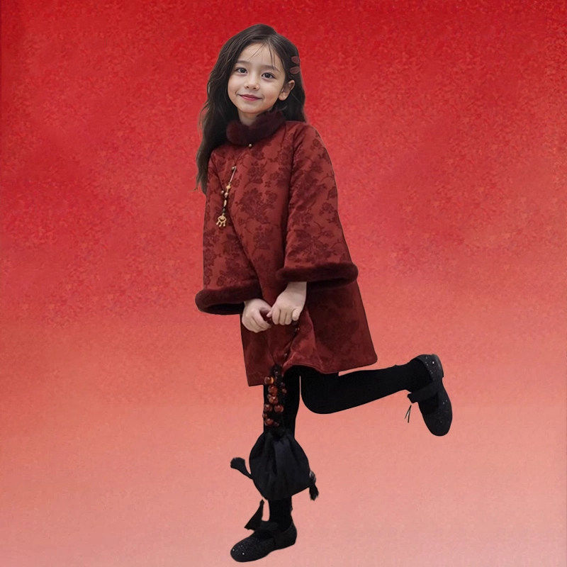 DGKP女童拜年服2025新款冬季过年新年衣服儿童新中式国风汉服唐装