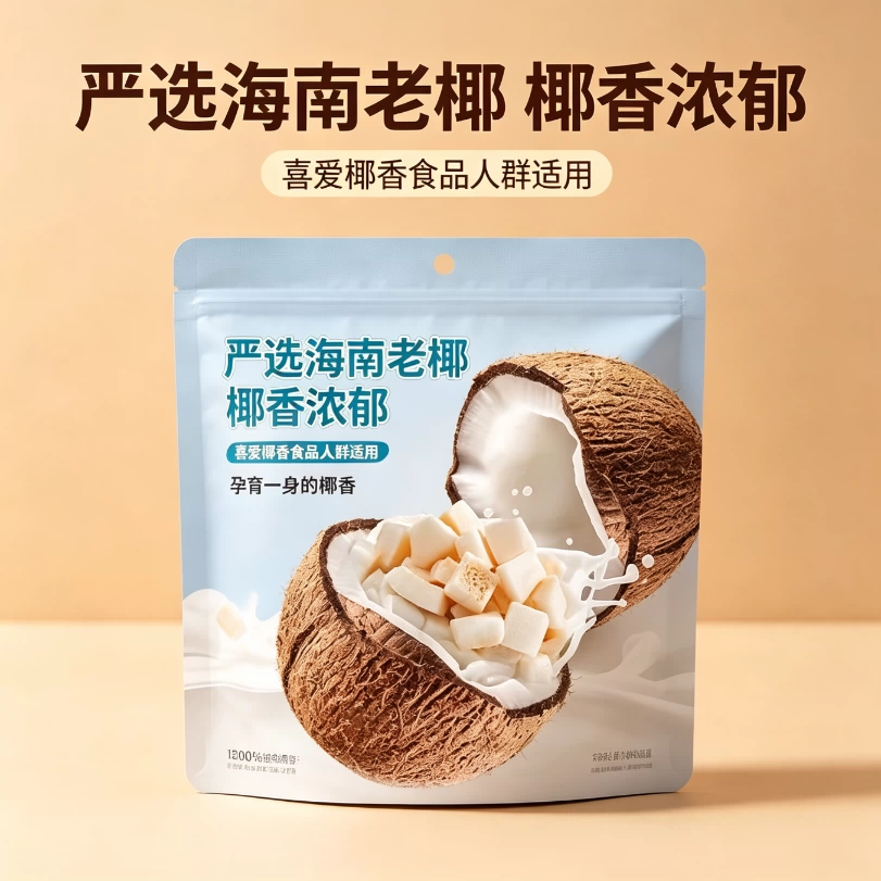 减脂期解馋小零食无加糖椰子脆块香脆老少皆宜女神海南特产休闲孕妇非油炸糖尿人低卡网红爆款追剧低脂轻食代餐宿舍0反式脂肪酸