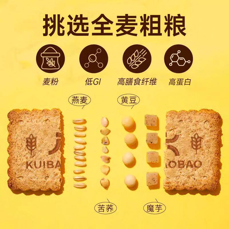 低GI全麦饼干粗粮卡脂肪代餐饱腹无糖精0压缩解馋孕妇零食品热量