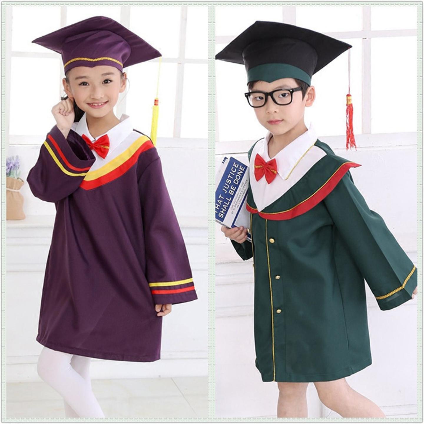 幼儿园学士服学生绿色儿童博士服