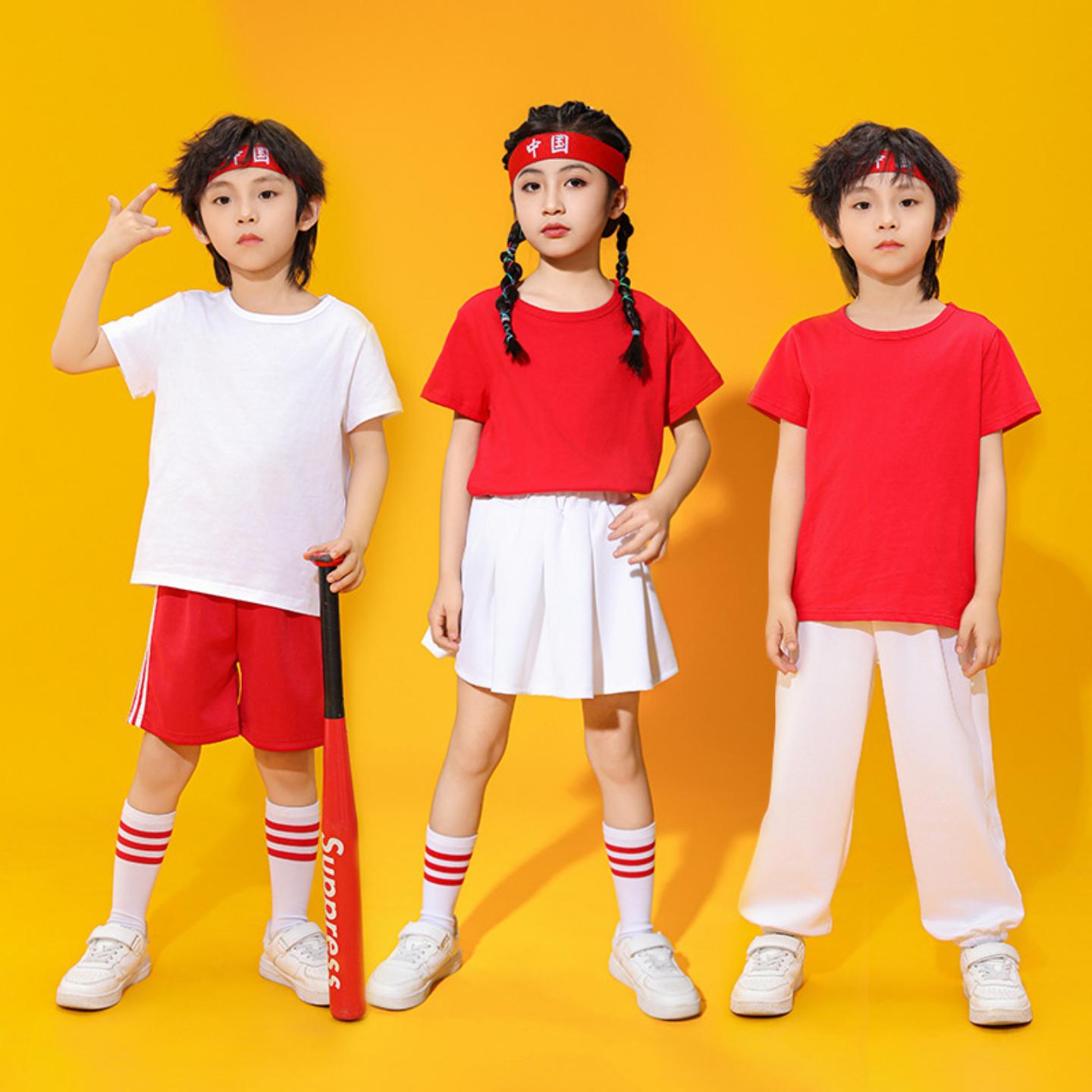 元旦儿童啦啦队演出服幼儿园中小学生大合唱红歌表演服装男童女童