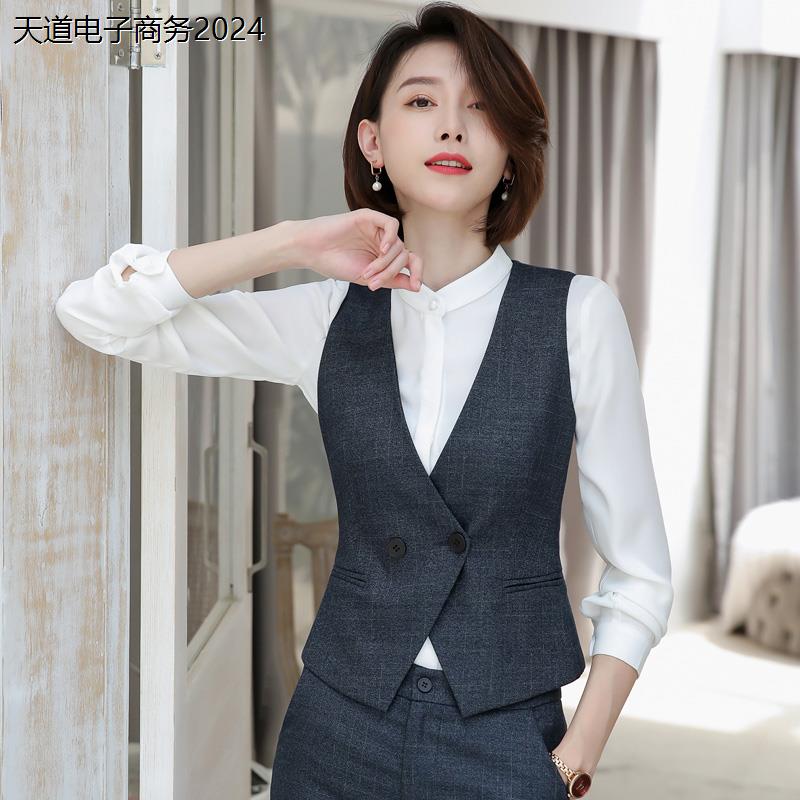 西装马甲女士2024春秋冬灰色马夹背心坎肩外套职业正装工作服
