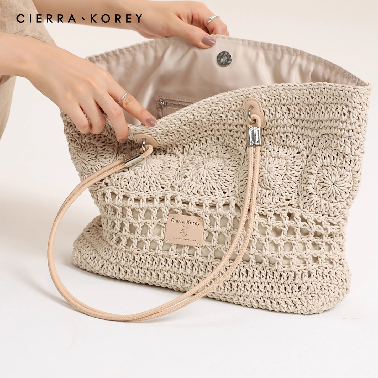 CierraKorey官网 托特包包女夏季手工编织包大容量休闲手提单肩包,箱包皮具/热销女包/男包,托特包,淘宝优惠券,粉丝福利购,淘宝优惠卷