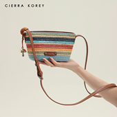 CierraKorey官网 托特包包女夏天2025超火彩虹编织包单肩斜挎小包