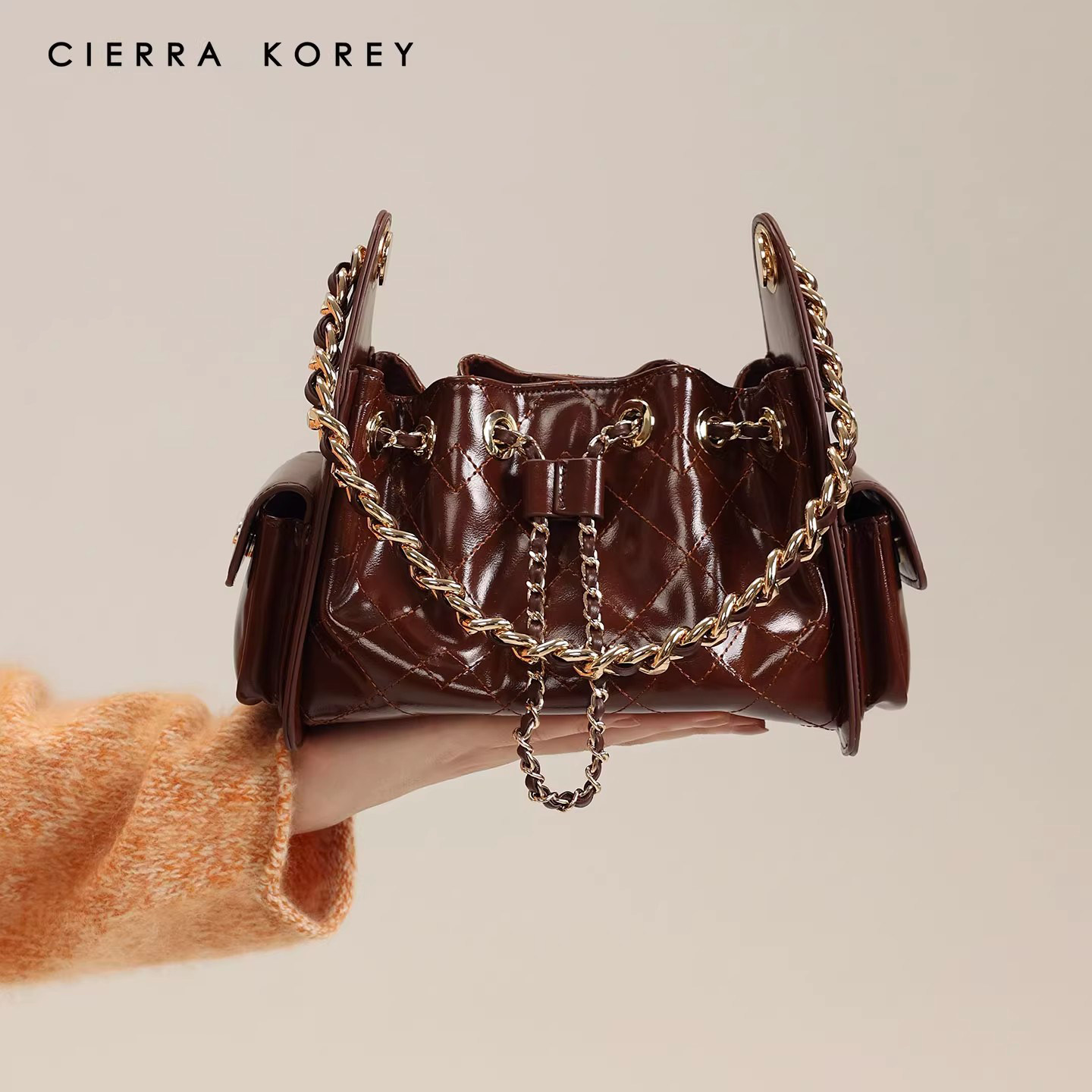 CierraKorey官网 单肩斜挎包女包2025新款复古通勤棕色菱格链条包,箱包皮具/热销女包/男包,通用款女包,淘宝优惠券,粉丝福利购,淘宝优惠卷