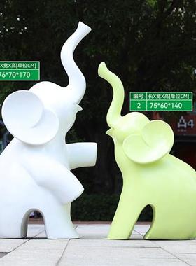 玻璃钢几何抽象大象雕塑户外园林景观商场简约卡通动物美陈装饰品