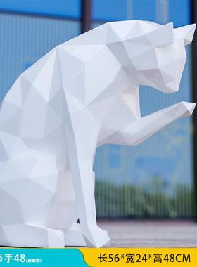 户外花园林景观抽象几何动物猫玻璃钢雕塑小区商场酒店装饰品摆件