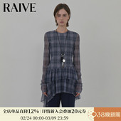 连衣裙 短款 RAIVE格纹流浪裙2026春季 女内搭层次感圆领长袖